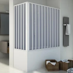 Pare baignoire 70x160CM H150 en Plastique pvc modèle Santorini avec l'ouverture centrale