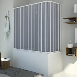 Pare baignoire70x160 CM H150 en Plastique pvc modèle Santorini avec l'ouverture latérale
