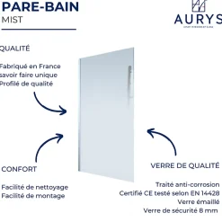 Pare Bain gauche AURYS Mist 1 chromée