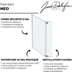 Pare bain JACOB DELAFON Neo, 2 volets chromé