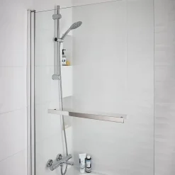 Pare-baignoire 1 volet verre transparent anticalcaire GoodHome Nubia H. 150 x l. 95 cm