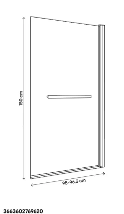 Pare-baignoire 1 volet verre transparent anticalcaire GoodHome Nubia H. 150 x l. 95 cm