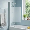 Pare-baignoire 1 volet verre effet dépoli anticalcaire GoodHome Calera H. 140 x l. 85 cm