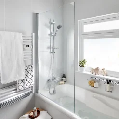 Pare-baignoire 1 volet verre transparent anticalcaire GoodHome Calera H. 140 x l. 85 cm