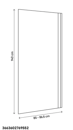 Pare-baignoire 1 volet verre transparent anticalcaire GoodHome Calera H. 140 x l. 85 cm