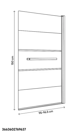 Pare-baignoire 1 volet verre miroir anticalcaire GoodHome Nubia H. 150 x l. 95 cm