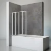 Pare-baignoire 4 volets 93 x 120 cm, verre transparent, profilé alu-argenté, Schulte