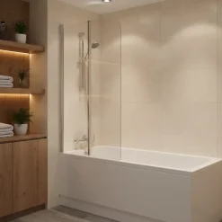 Pare-baignoire 2 volets pivotants design 80x140 cm aluminium chromé 5 mm - Kordo