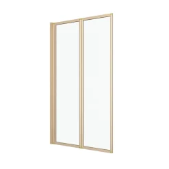 Pare-baignoire 2 volets pivotants 120 x 70 cm, profilés alu doré brossé, Galedo Duo