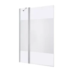 Pare-baignoire 2 volets verre effet dépoli anticalcaire GoodHome Calera H. 140 x l. 104 cm