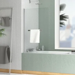 Pare-baignoire 120 x 70 cm chromé avec porte serviettes Essentiel Galedo