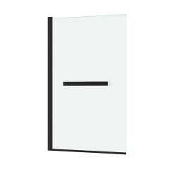 Pare-baignoire 120 x 70 cm noir mat avec porte serviettes Essentiel Galedo