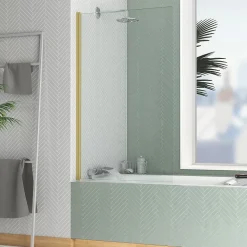 Pare-baignoire 140 x 80 cm or brossé Essentiel Galedo