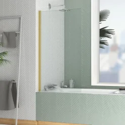 Pare-baignoire 130 x 70 cm or brossé Essentiel Galedo