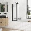 Pare-baignoire avec volet pivotant 70 x 120 cm noir mat Galedo