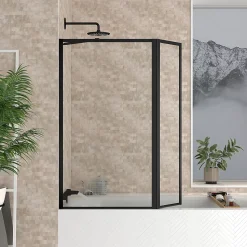 Pare-baignoire avec volet pivotant 70+30 x 130 cm noir mat Dark Edge Galedo