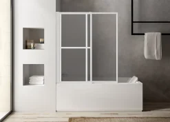 Pare-baignoire blanc 2 volets pliants relevables L. 106 x H. 140 cm Atelier du bain Baya