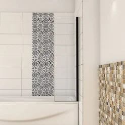 Pare-baignoire fixé 40x130cm,paroi fixée,5mm verre anticalcaire,noir mat style industriel et simplicité