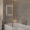 Pare-baignoire fixe avec volet pivotant design 107 x 140 cm aluminium chromé verre 5 mm - Oblik