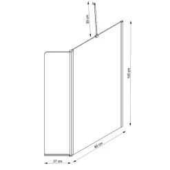 Pare-baignoire fixe avec volet pivotant design 107 x 140 cm aluminium chromé verre 5 mm - Oblik