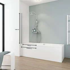 Pare-baignoire pivotant 1 volet, 80 x 140 cm, verre transparent anticalcaire 5 mm, profilé chrome, Schulte Capri