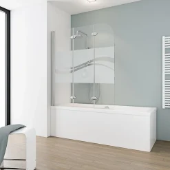 Pare-baignoire pivotant 3 volets pliables, 125 x 140 cm, verre transparent anticalcaire 5 mm, Schulte Liane
