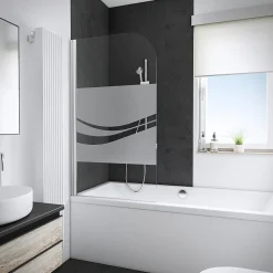 Pare-baignoire pivotant 1 volet, 80 x 140 cm, verre transparent anticalcaire 5 mm, Schulte Liane