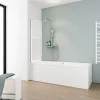 Pare-baignoire pivotant coulissant avec porte-serviettes H.140 x l.118 cm, blanc, Schulte