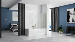 Pare-Baignoire Pliant REA Agat-2 80 Brushed Gold