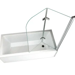 Pare-baignoire rabattable BALY en verre 6 mm transparent 140 x 140 cm
