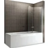 Pare-baignoire rabattable BALY en verre 6 mm transparent 100 x 140 cm