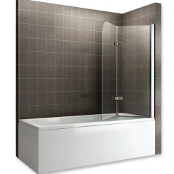 Pare-baignoire rabattable BALY en verre 6 mm transparent 100 x 140 cm