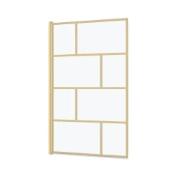 Pare-baignoire rabattable 125 x 75 cm, profilés alu doré, Galedo Bricks