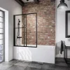 Pare-baignoire rabattable et coulissant 2 volets, 70 -118 x 140 cm, style industriel, verre transparent 3 mm, profilé noir, Schulte