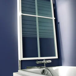 Pare-baignoire relevable 2 volets profilés blanc 140 x 104 cm Ecume