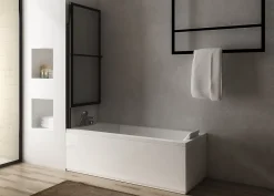 Pare-baignoire relevable et coulissant noir mat 2 volets Atelier du bain
