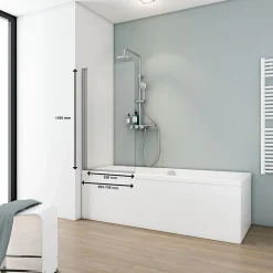 Pare-baignoire Schulte - 70x130 cm - réversible - rabattable - volet pivotant - verre 5 mm - transparent - alu nature