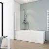 Pare-baignoire Schulte - 70x130 cm - réversible - rabattable - volet pivotant - verre 5 mm - transparent - blanc
