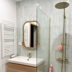 Pare-baignoire 80x140 cm verre anticalcaire 6mm fixe en aluminium Or brossé ESSEBAGNO