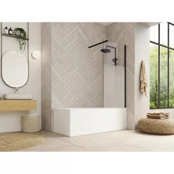Pare-bain fixe Kinedo Smart Design Hydra 80 gris noir grainé verre sérigraphié cosmos
