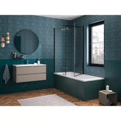 Pare-bain Kinedo Smart Design Orion pivotant pour montage avec Smart Design Hydra/Lyra 70 gris noir grainé transparent