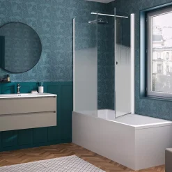 Pare-bain Kinedo Smart Design Orion pivotant pour montage avec Smart Design Hydra/Lyra 75 blanc verre sérigraphié cosmos