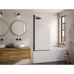 Pare-bain pivotant Kinedo Smart Design Lyra 80 gris noir grainé verre transparent