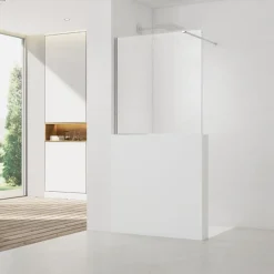 Pare-muret 100x90 cm Paroi en verre Crystal Glass 8 mm anticalcaire, avec bras et profilés chrome brillant (SATBWIS90PR)
