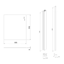 Pare-muret 100x90 cm Paroi en verre Crystal Glass 8 mm anticalcaire, avec bras et profilés chrome brillant (SATBWIS90PR)