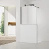 Pare-muret 110x100cm Paroi en verre Crystal Glass 8 mm anticalcaire, avec bras et profilés noir mat (SATBWIS110PRC)