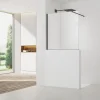 Pare-muret 100x100cm Paroi en verre Crystal Glass 8 mm anticalcaire, avec bras et profilés noir mat (SATBWIS100PRC)