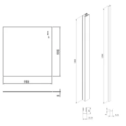 Pare-muret 100x100cm Paroi en verre Crystal Glass 8 mm anticalcaire, avec bras et profilés chrome brillant (SATBWIS100PR)