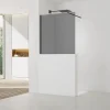 Pare-muret 120x100cm Paroi en verre Crystal Glass 8 mm anticalcaire, avec bras et profilés noir mat (SATBWIS120KSPRC)