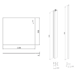 Pare-muret 120x100cm Paroi en verre Crystal Glass 8 mm anticalcaire, avec bras et profilés noir mat (SATBWIS120KSPRC)